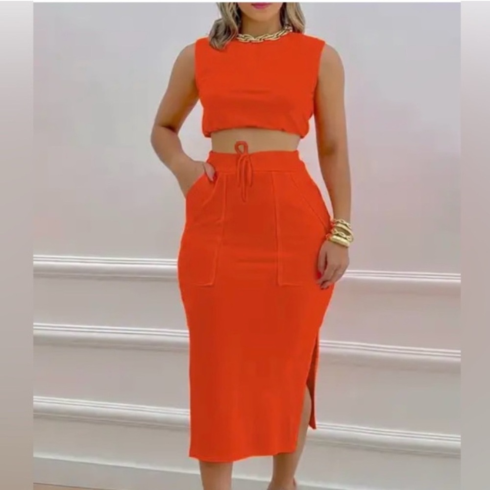 NWT Elegant Orange Two-Piece Set